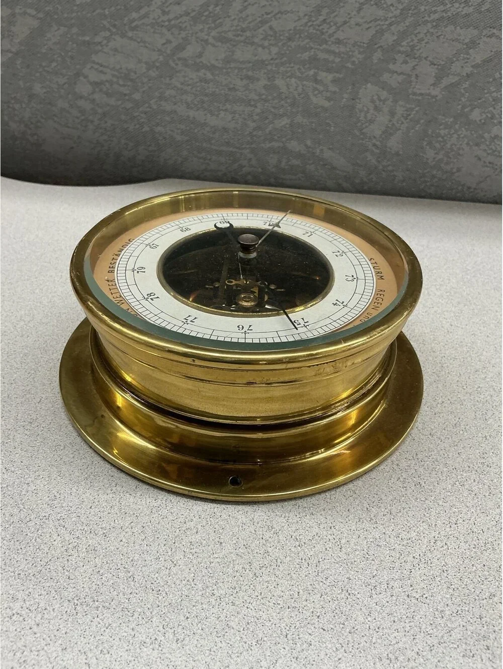 Brass aneroid barometer
